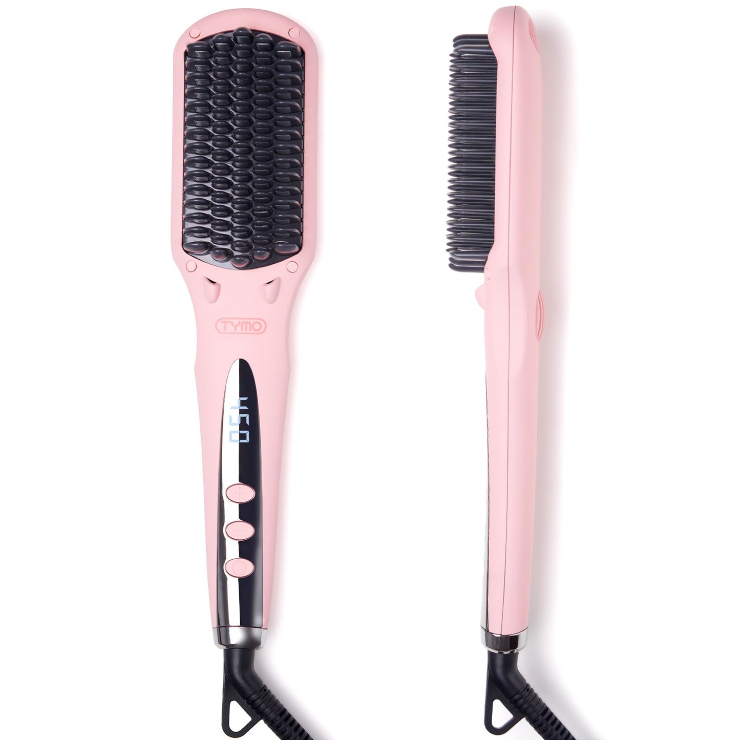 TYMO Ionic Hair Straightener Brush - Straightening Comb with 10M Negative Ions, 25s Heat-up, 16 Temps, Dual Voltage, LED Display | Ceramic Hot Comb