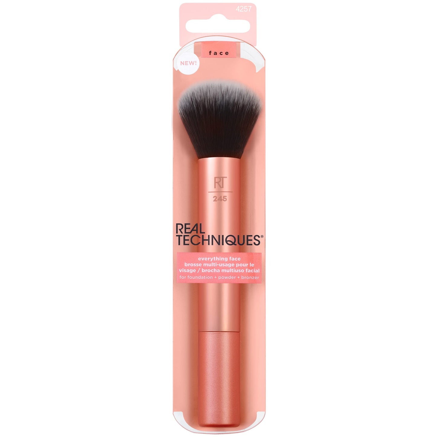 Real Techniques Everything Face Makeup Brush, Flawless Finish, Streak Free Makeup Application, For Foundation, & Powder Makeup Application, Fluffy