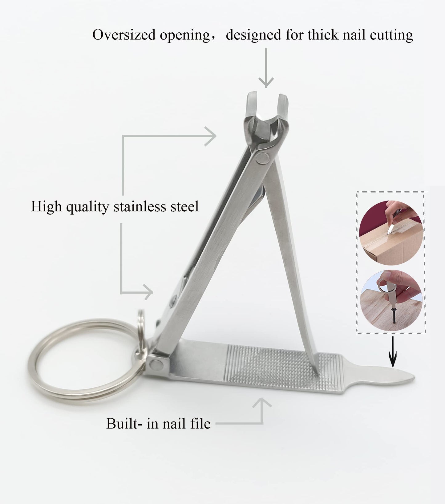 Ginalaia Stainless Steel Portable Nail Cutter?German Keychain Nail Clipper with File for Man and Women, Ultra Thin Flat Fingernail Clipper Perfect Use