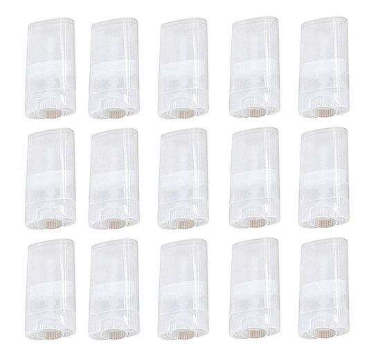 Healthcom 15PCS 15ml Clear Empty Plastic Deodorant Containers 0.5 Oz New Empty Oval Lip Balm Tubes Containers for Lipstick Crayon Chapstick DIY Make Beauty and Personal Care Healthcom