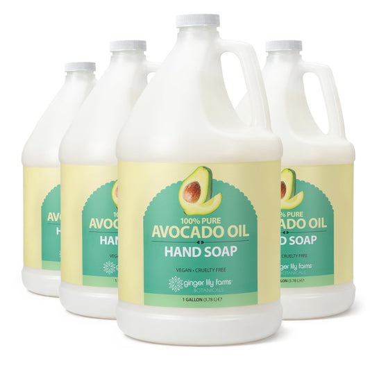 Ginger Lily Farms Botanicals 100% Pure Avocado Oil Hand Soap for All Skin Types, 100% Vegan & Cruelty-Free, 1 Gallon Refill (Pack of 4) Beauty & Personal Care Ginger Lily Farms