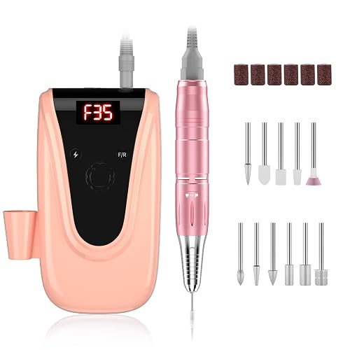 Rechargeable 35000 RPM Electric Nail Drill - Portable Professional Efile Kit for Acrylic, Gel Nails, Manicure Pedicure Polishing Shape Tools Beauty & Personal Care BVCR