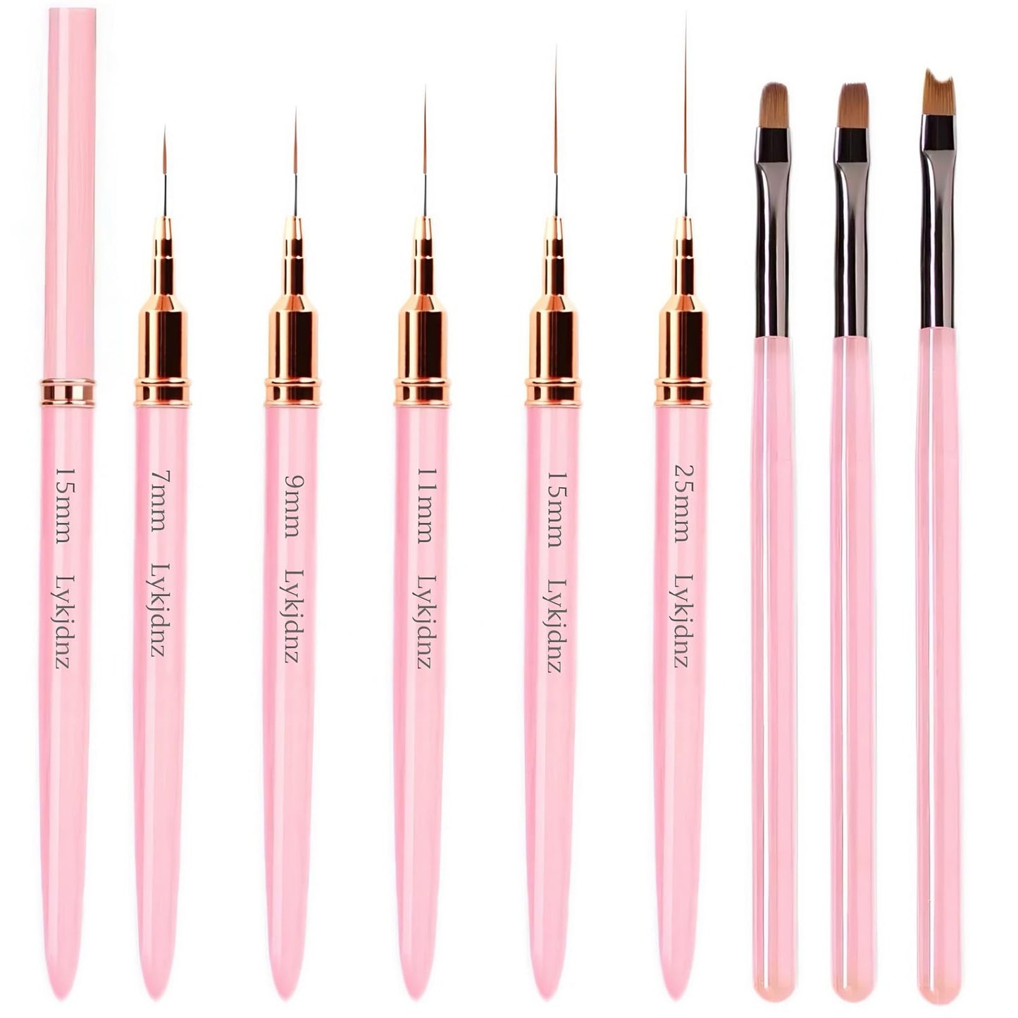 8Pcs Nail Art Brushes Set, 5 Art Liners & 3 Multi-Shape Gel Builder Brushes Beauty and Personal Care Lykjdnz Default Title