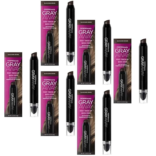 Everpro Gray Away Root Touchup Quick Stick Black/Dark Brown 0.10 Ounce (3ml) (6 Pack)