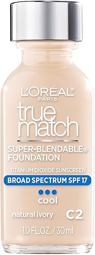L’Oréal Paris Makeup True Match Super-Blendable Liquid Foundation, Natural Ivory C2, 1 Fl Oz (1 Count)