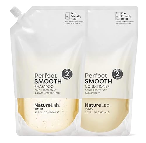 NatureLab.TOKYO Perfect Smooth Shampoo & Conditioner Duo - Japanese Shampoo & Conditioner for Dry, Frizzy Hair - Calms Scalp & Tames Strands