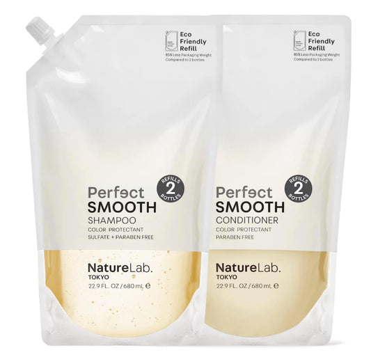 NatureLab.TOKYO Perfect Smooth Shampoo & Conditioner Duo - Japanese Shampoo & Conditioner for Dry, Frizzy Hair - Calms Scalp & Tames Strands