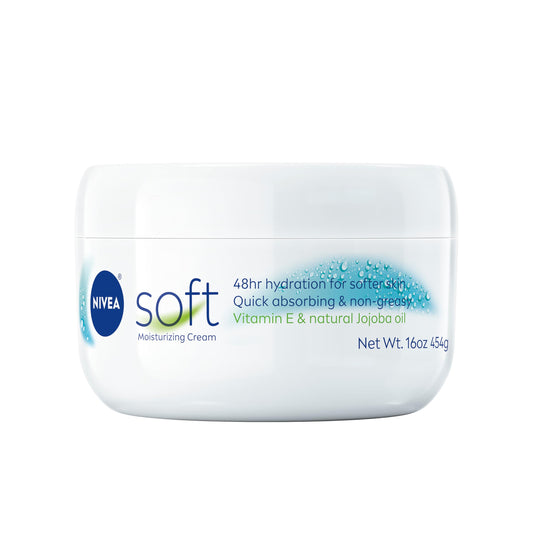 NIVEA Soft Refreshingly Soft Moisturizing Cream, Lightweight Body Moisturizer for Face, Body and Hands, Body Cream Enriched with Jojoba Oil