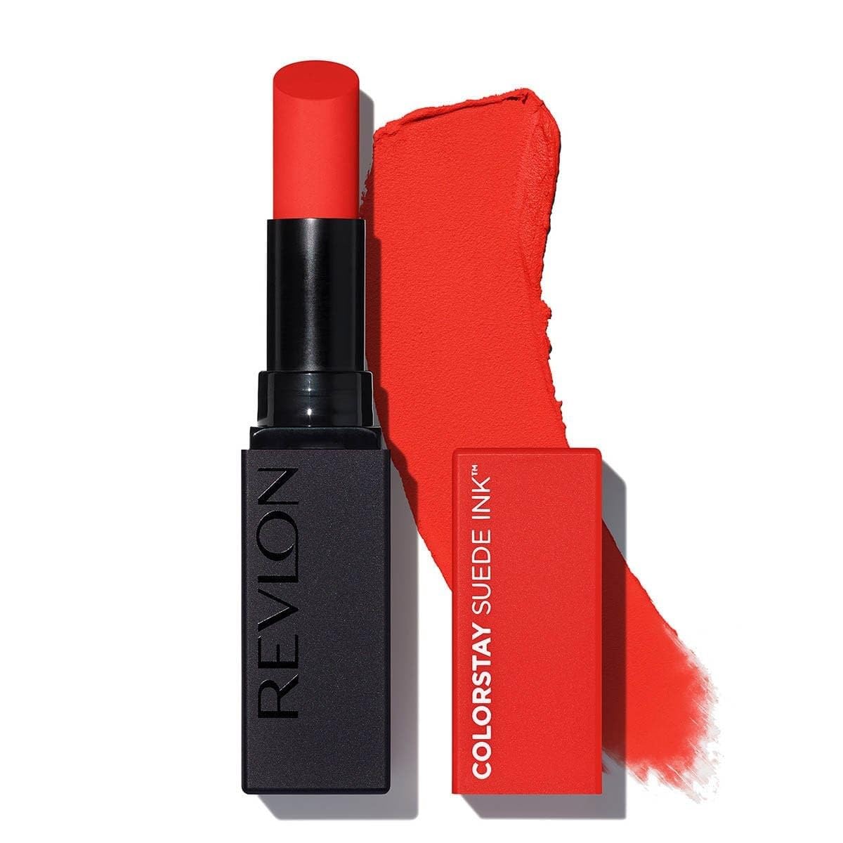 Revlon Lipstick, ColorStay Suede Ink, Built-in Primer, Stocking Stuffer for Women, Waterproof, Smudge-proof, Matte Color, 007 Feed the Flame, 0.09 oz