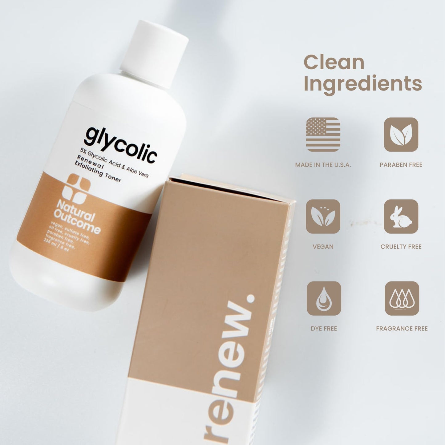 Natural Outcome Glycolic Acid Toner 5% for Face | Gentle Exfoliating Toner - with Aloe Vera & Quinoa Extract | Advance Anti-Aging Toning Solution