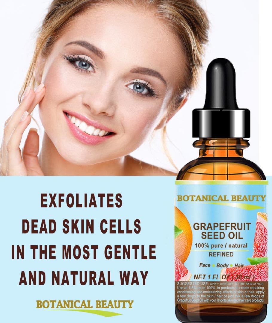 Botanical Beauty GRAPEFRUIT SEED OIL. 100% Pure Natural Undiluted Refined Cold Pressed Carrier Oil (NOT ESSENTIAL OIL) 4 Fl Oz - 120 ml for Face