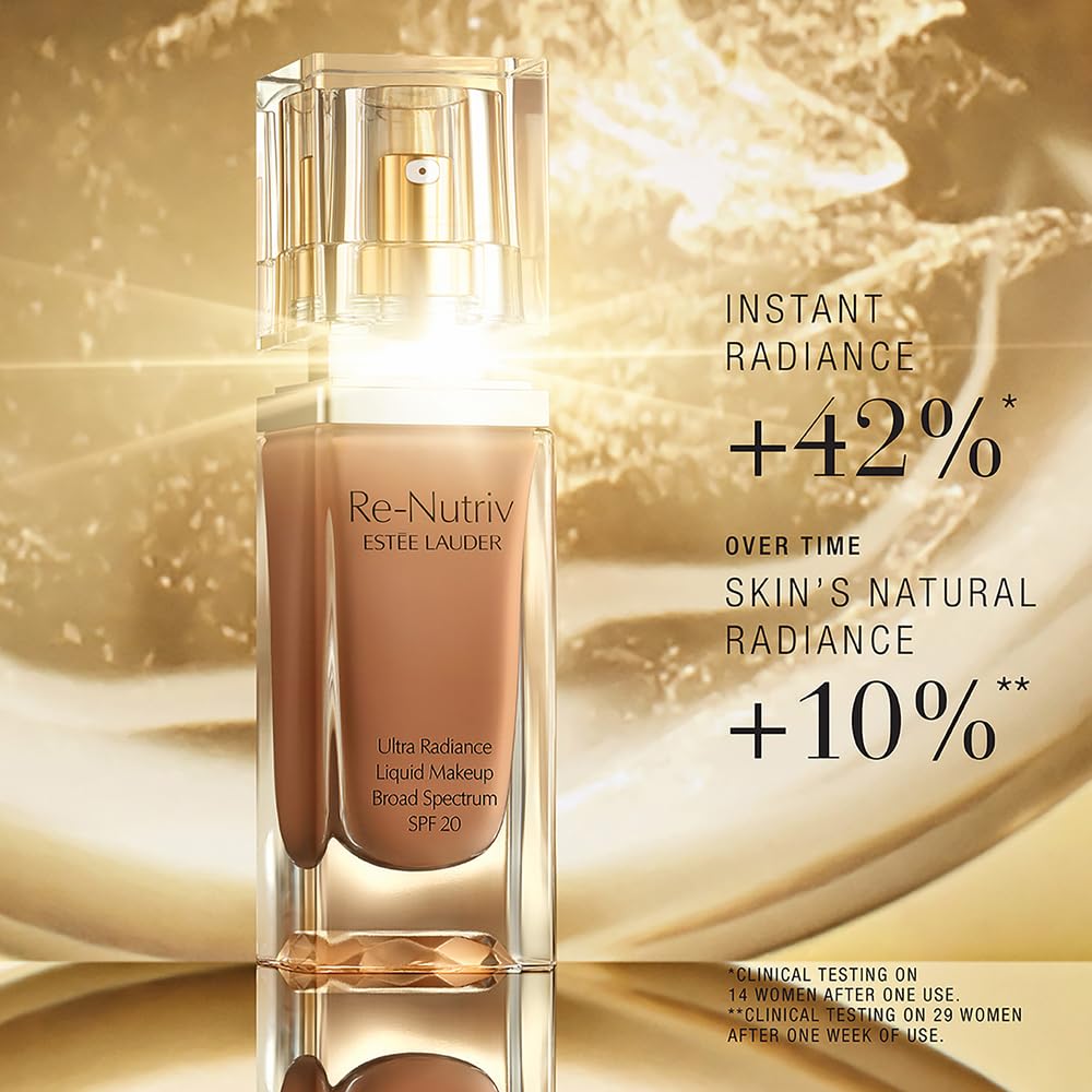 Estée Lauder Re-Nutriv Ultra Radiance Liquid Foundation SPF 20 | Luxurious, Hydrating, Long-Wearing, 1 Fl Oz, 8N1 Espresso