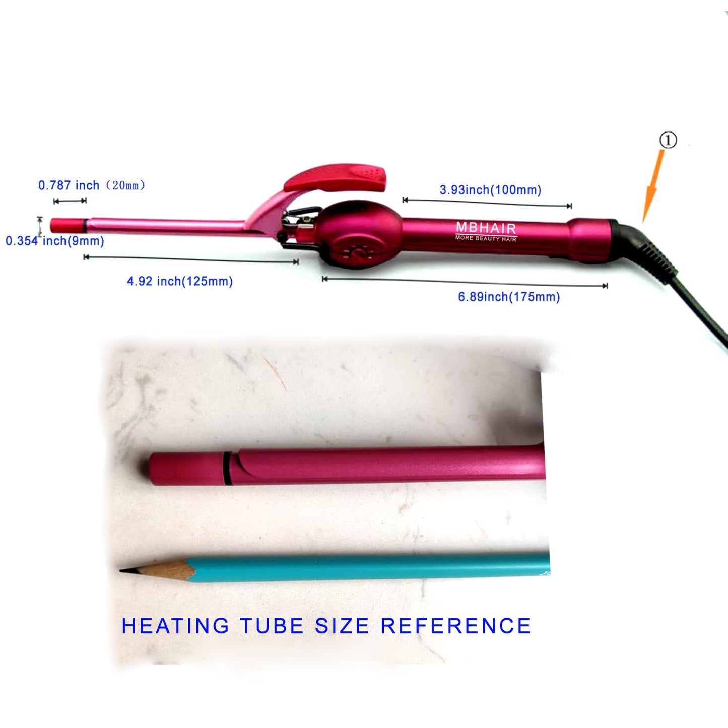 MBHAIR 9mm Thin Curling Wand Hair Curler, 3/8 Small Barrel Skinny Hair Curling Iron Wand Professional Super Tourmaline Ceramic Barrel Small Tongs