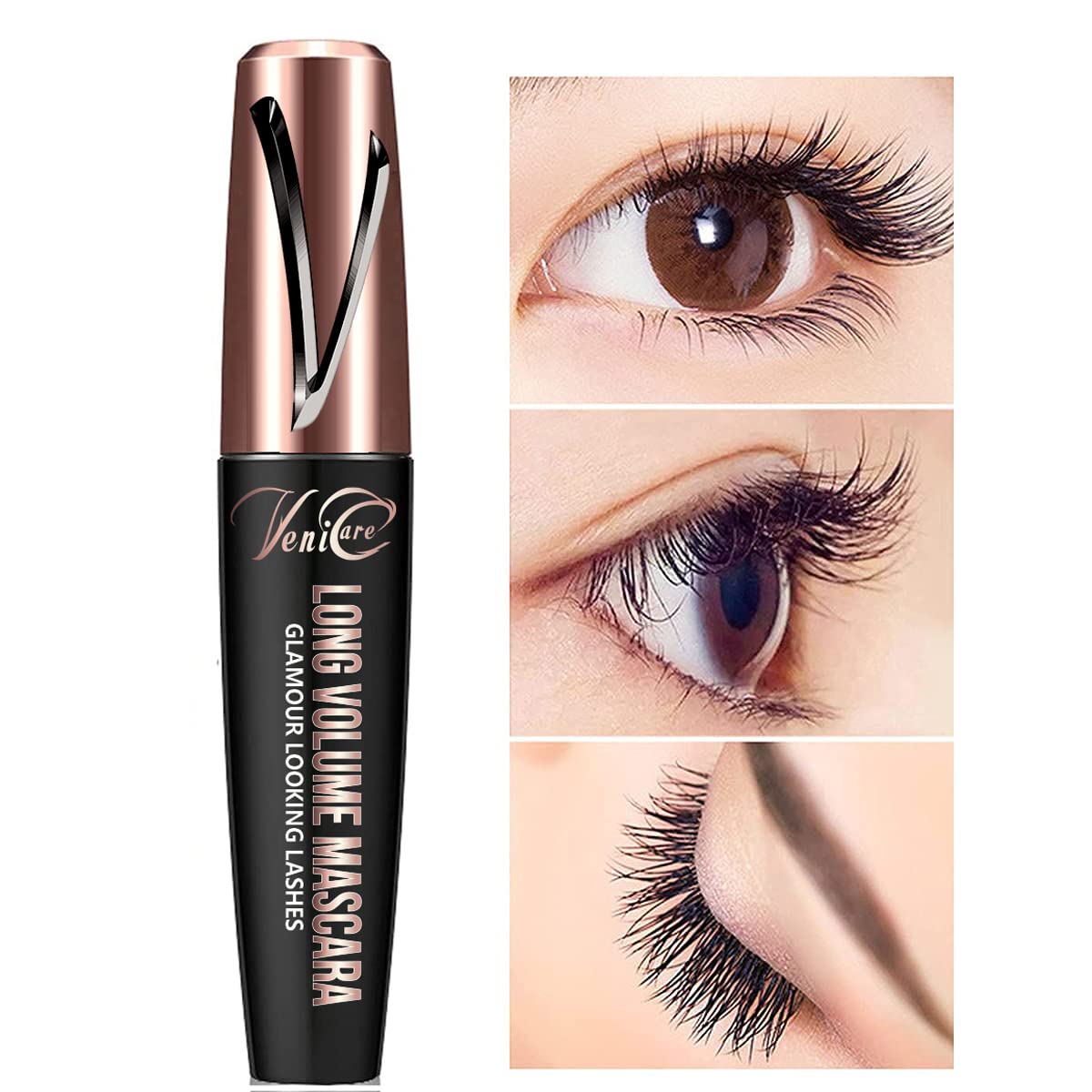 Venicare 4D Silk Fiber Lash Mascara Liquid Extension Makeup Eye Lash Kit Luxuriously Longer Thicker Voluminous Eyelashes Waterproof Smudge-proof