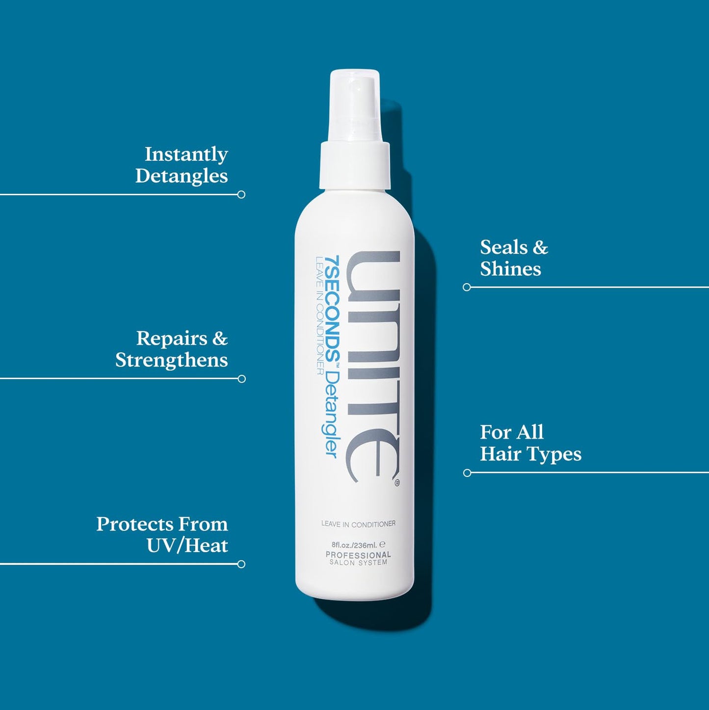 UNITE Hair - 7SECONDS Detangler - Lightweight Leave-In Conditioner Spray - Instantly Detangles, Strengthens & Protects from UV and Heat Damage