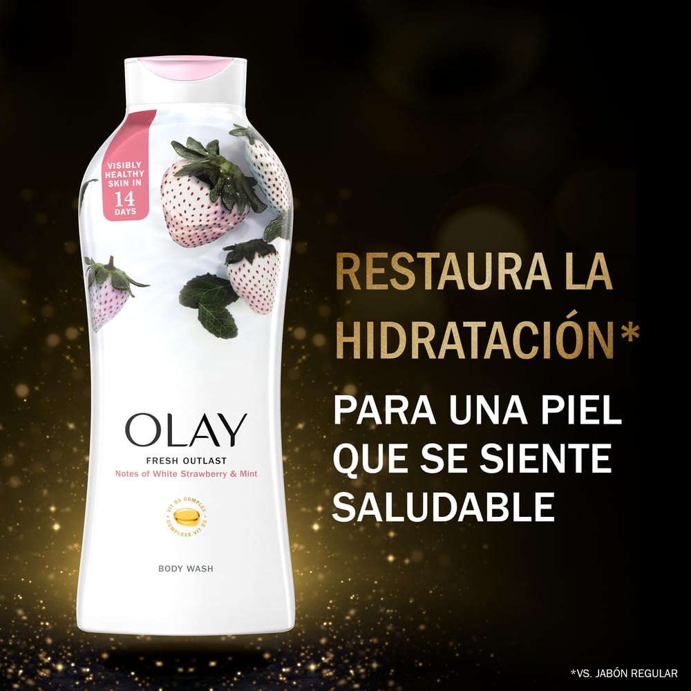 Olay Fresh Outlast Body Wash, White Strawberry & Mint, 22 Fl Oz, 1 Pound