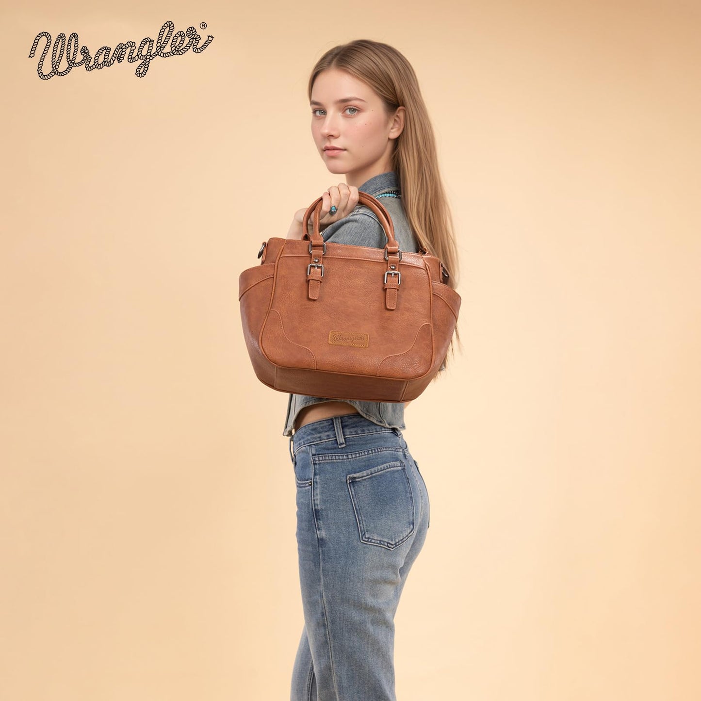 Wrangler Tote Bag for Women Brown Purse for Woman Medium Ladies Crossbody Handbag WG187-8318BR