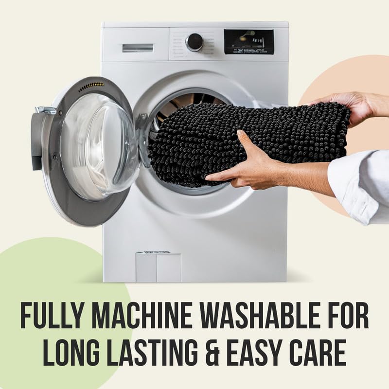 Chenille Bath Mats, Plush Absorbent Bath Mats Quick Dry, Soft & Machine Washable, Non Slip Carpet For Bathroom, Thick Bathroom Rugs, Shower Restroom…