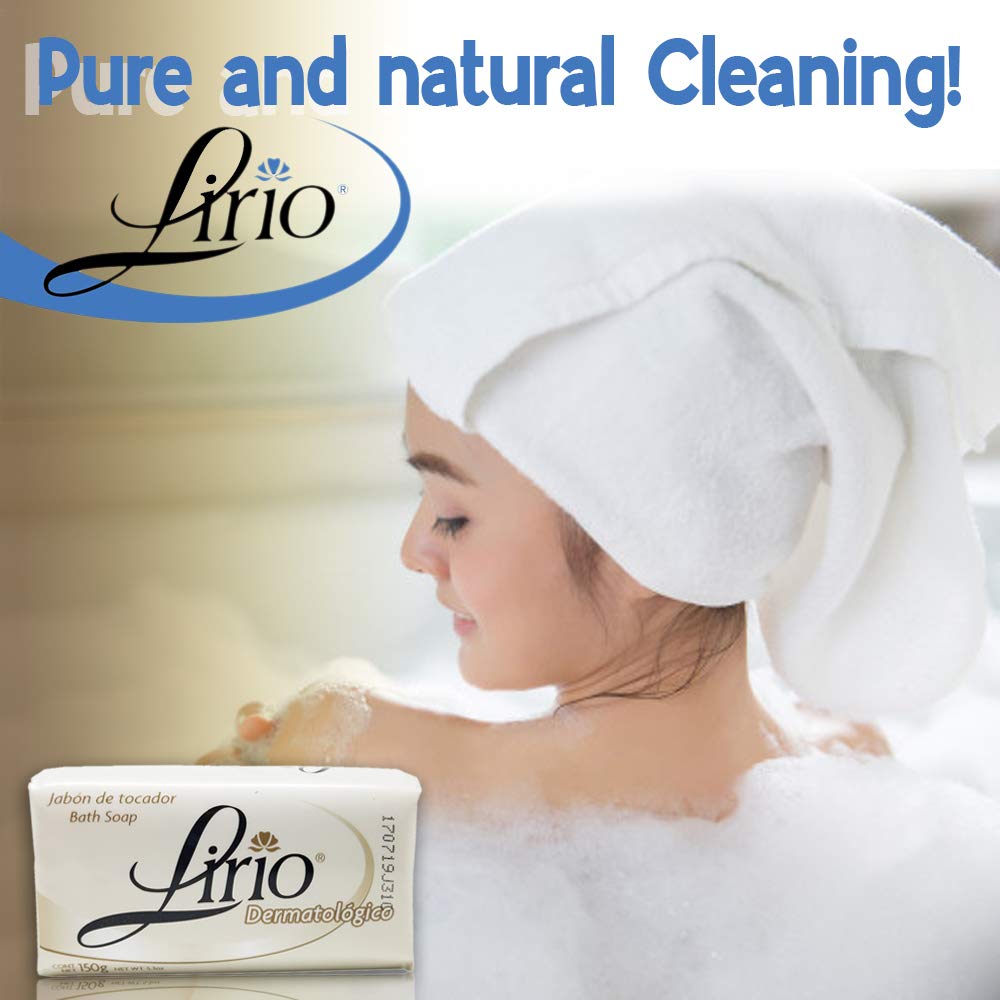 Lirio Dermatologico Bar Soap. Glycerin Enriched Antibacterial Soap. For Daily Use. Suitable for all Skin Types. 5.3 Oz. Pack of 12