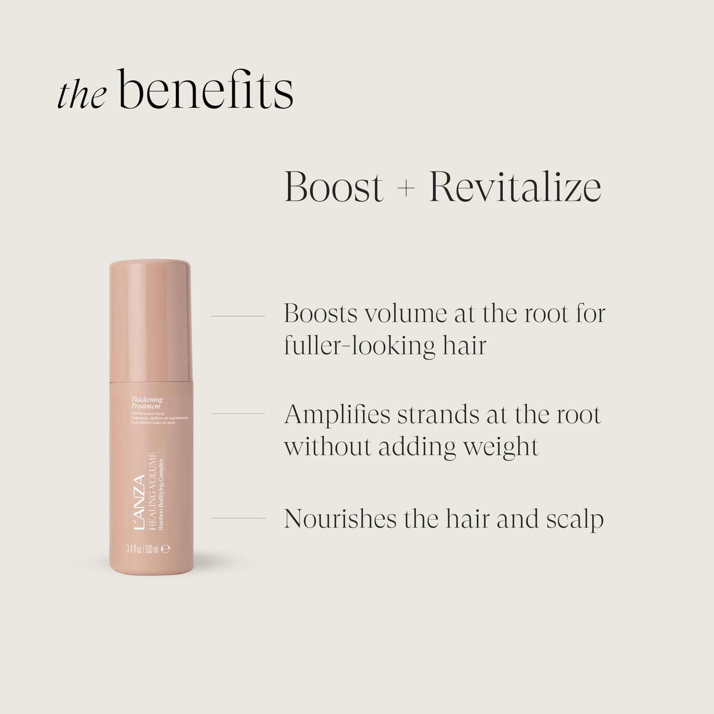 L'ANZA Healing Volume Thickening Treatment Hair Spray, Boosts Shine, Volume, and Thickness for Fine and Flat Hair, Rich With Bamboo Bodifying Complex