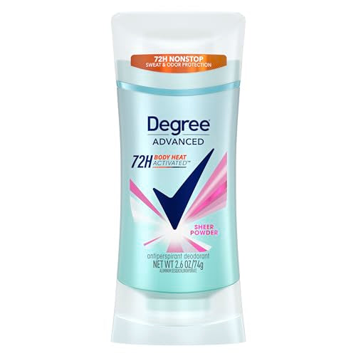 Degree Advanced Protection Antiperspirant Deodorant Sheer Powder for 72-Hour Sweat & Odor Control for Women, with Body Heat Activated Technology, 2.6