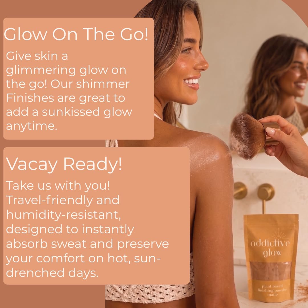 Addictive Glow Post Spray Tan Setting Powder - Translucent Plant Based Finishing Powder - Eliminates Sticky Feeling after Sunless Tanning - Matte