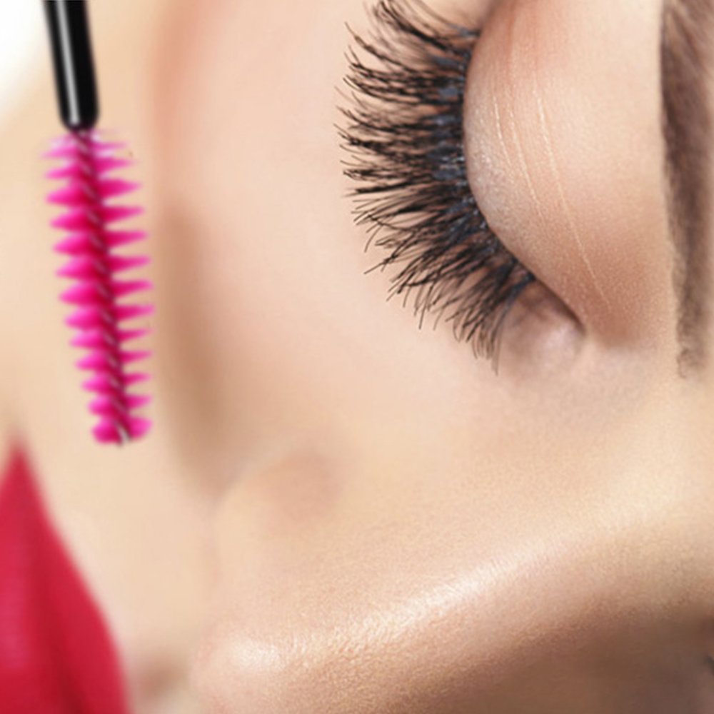 G2PLUS 100PCS Disposable Eyelash Brushes, Rose Mascara Wands Applicator Makeup Kits, Eyelash Spoolies Brushes for Eyelash Extensions and Eyebrows