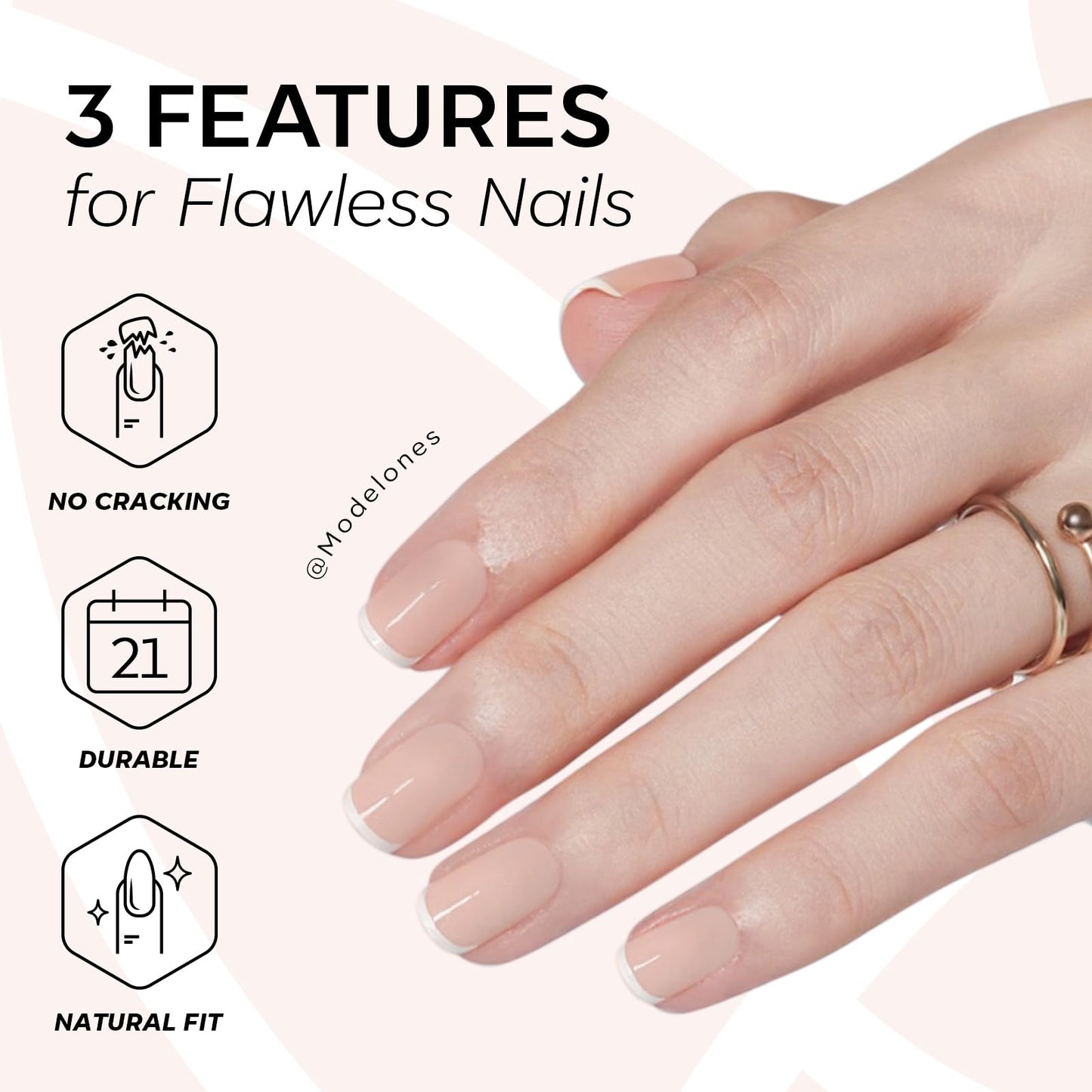 Modelones Extra Short Press on Nails, French Tips Squoval Fake Nails, Reusable Nail Kit with Nail Glue Adhesive Tabs Mini Nail File, Nails Press Ons Beauty and Personal Care modelones