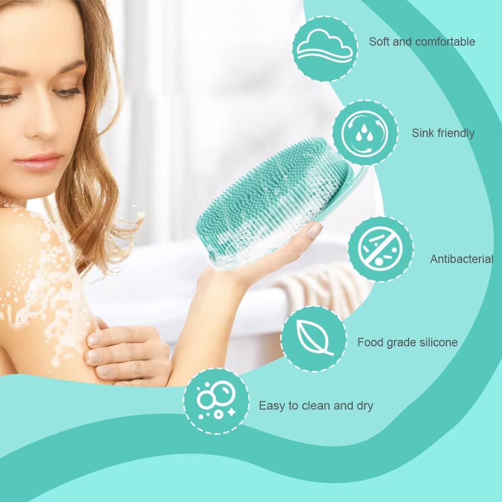 Silicone Body Scrubber, Exfoliating Silicone Body Shower, Silicone Loofah 2 in 1 Bath and Shampoo Brush, Body Scrubber Shower Cleaning Exfoliating Beauty and Personal Care Bsofing