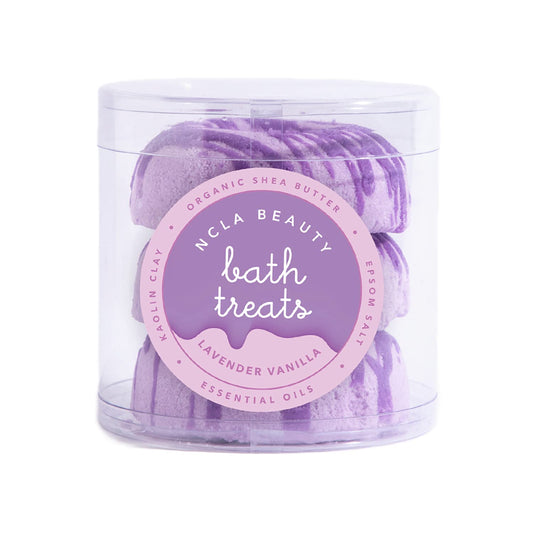NCLA - Bath Treats All-Natural Bath Bombs (Set of 3) | Vegan, Cruelty-Free, Clean Skincare (Lavender Vanilla)