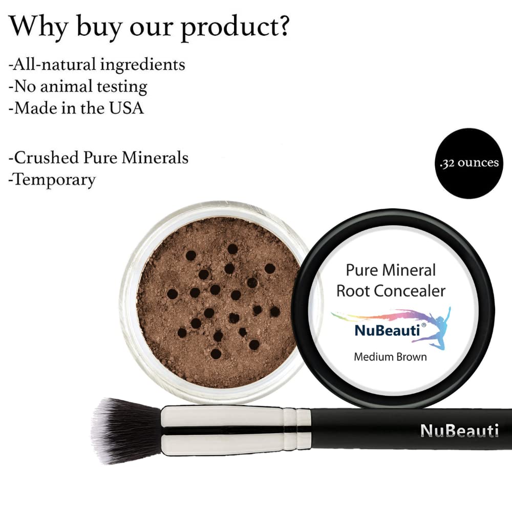 NuBeauti Hair Root Touch Up Powder - Medium Brown - 11 True-to-Nature Root Concealer Shades - Long-lasting, Fragrance Free, Paraben Free, Talc Free