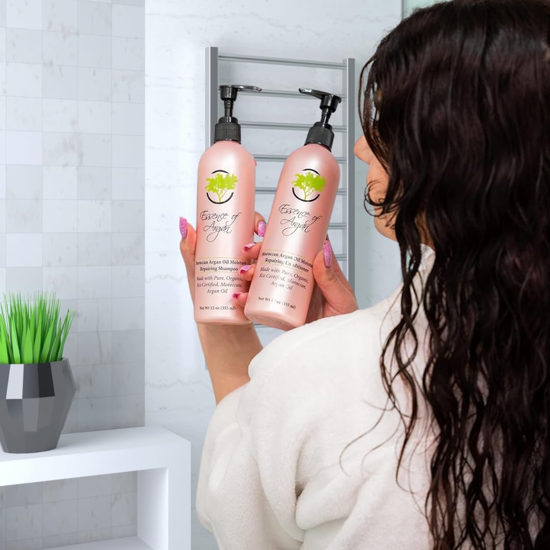 Essence of Argan Moroccan Argan Oil Shampoo and Conditioner Set - Sulfate & Paraben Free, Volumizing and Hydrating Organic Hair Care for Smooth