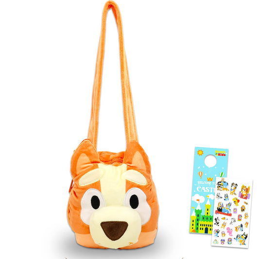 Bingo Plush Crossbody Purse Set - Bluey Mini Purse Bundle of Plushie Crossbody Bag for Girls Plus Stickers, More | Bluey and Bingo Bags for Kids