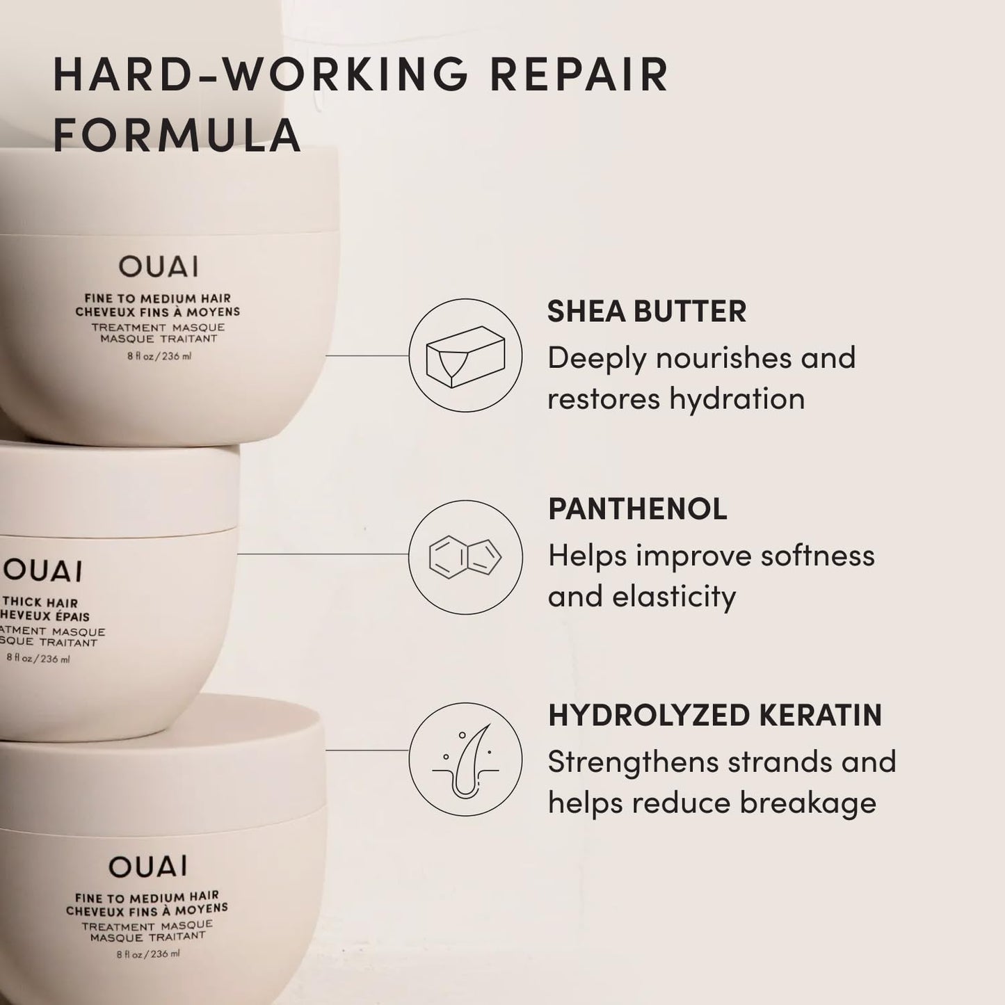 OUAI Fine to Medium Hair Treatment Mask - Lightweight Deep Conditioning Hair Mask with Shea Butter, Keratin & Panthenol - Helps Hydrate, Fight Frizz Beauty and Personal Care OUAI