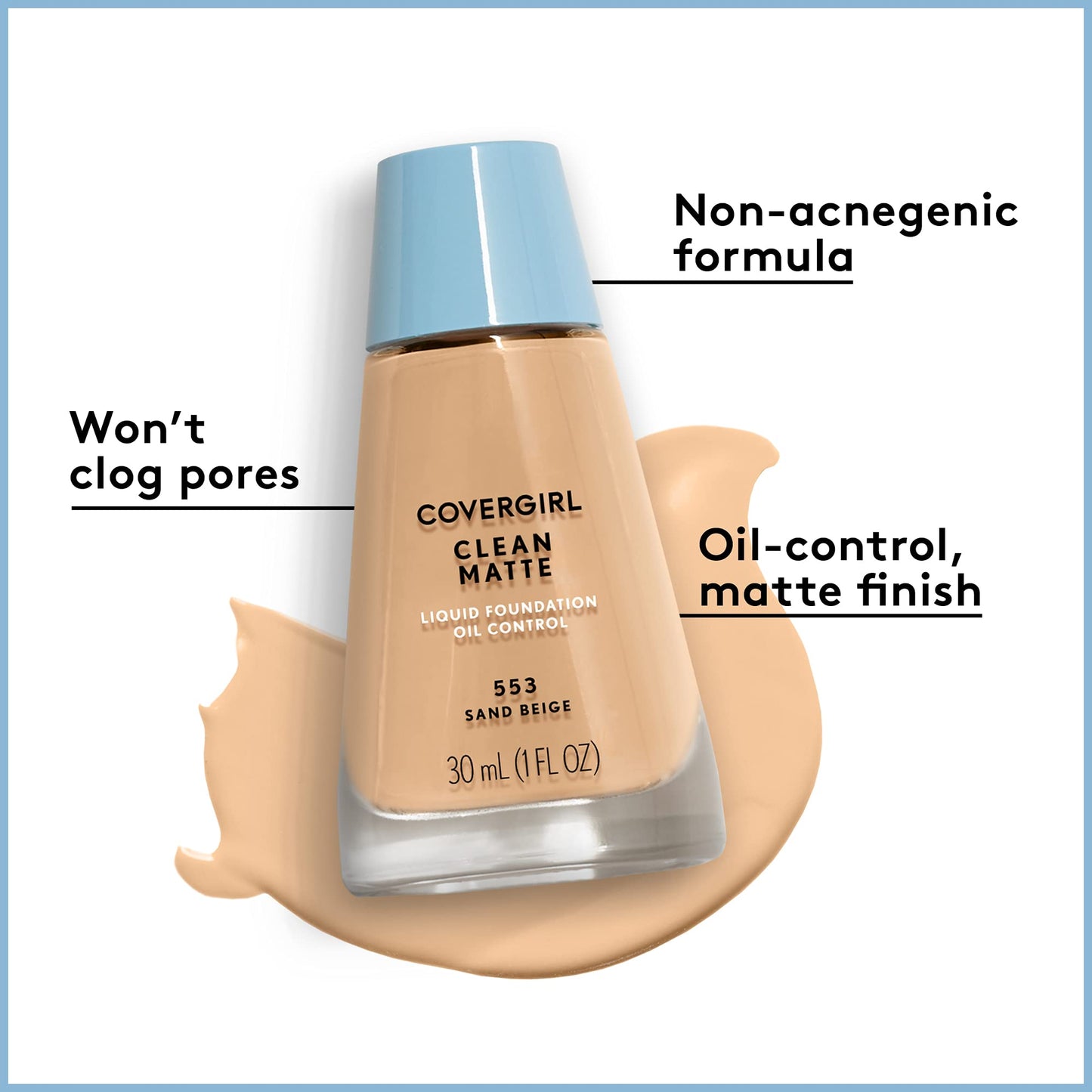 CoverGirl Clean Oil Control Liquid Makeup, Classic Tan (W) 560, 1.0 Ounce Bottle
