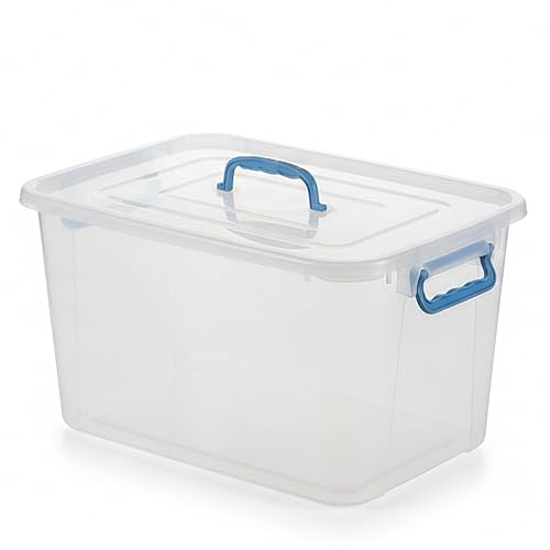 Basicwise Large Clear Storage Container with Lid and Handles