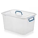 Basicwise Large Clear Storage Container with Lid and Handles