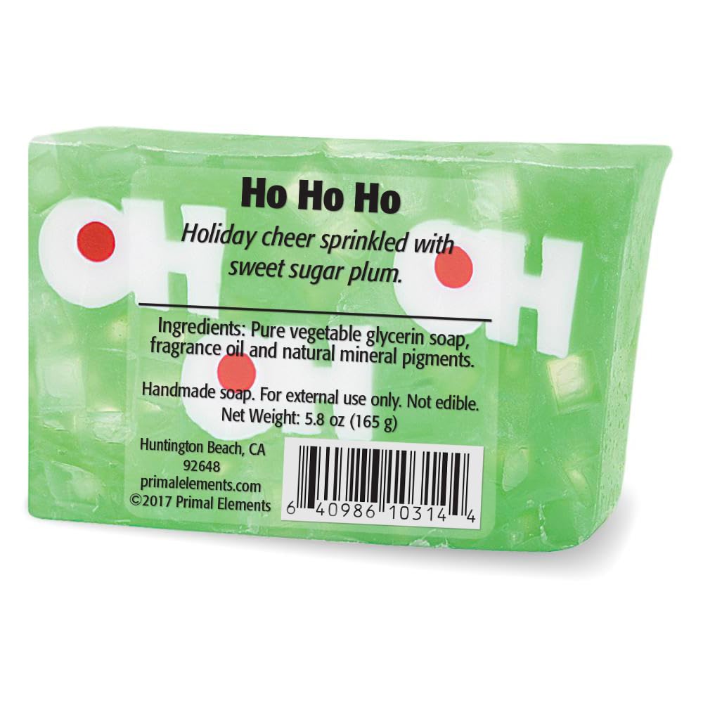 Primal Elements Glycerin Bar Soap | Helps All Skin Types, Sensitive, Oily & Dry Skin | NO PARABENS, VEGAN, GLUTEN FREE, 100% VEGETABLE BASE - (HOHOHO)