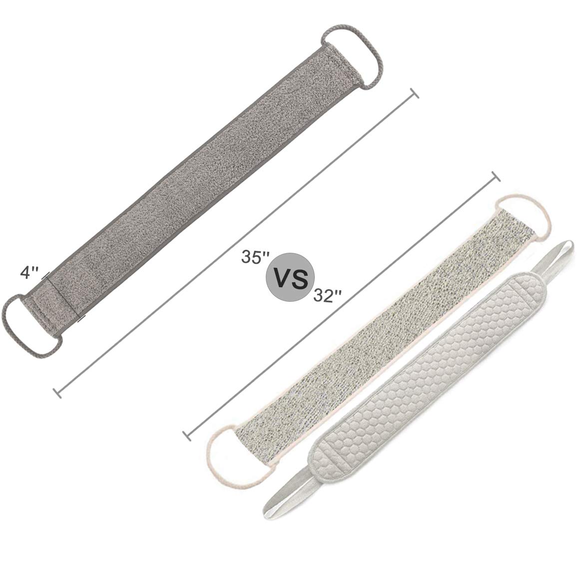 Loofah Back Scrubber for Shower for Men/Women, Natural Soft Flax Back Scrub Washer, Extra Long Back Exfoliator Cleaner for Shower Acne, Dual-Sided