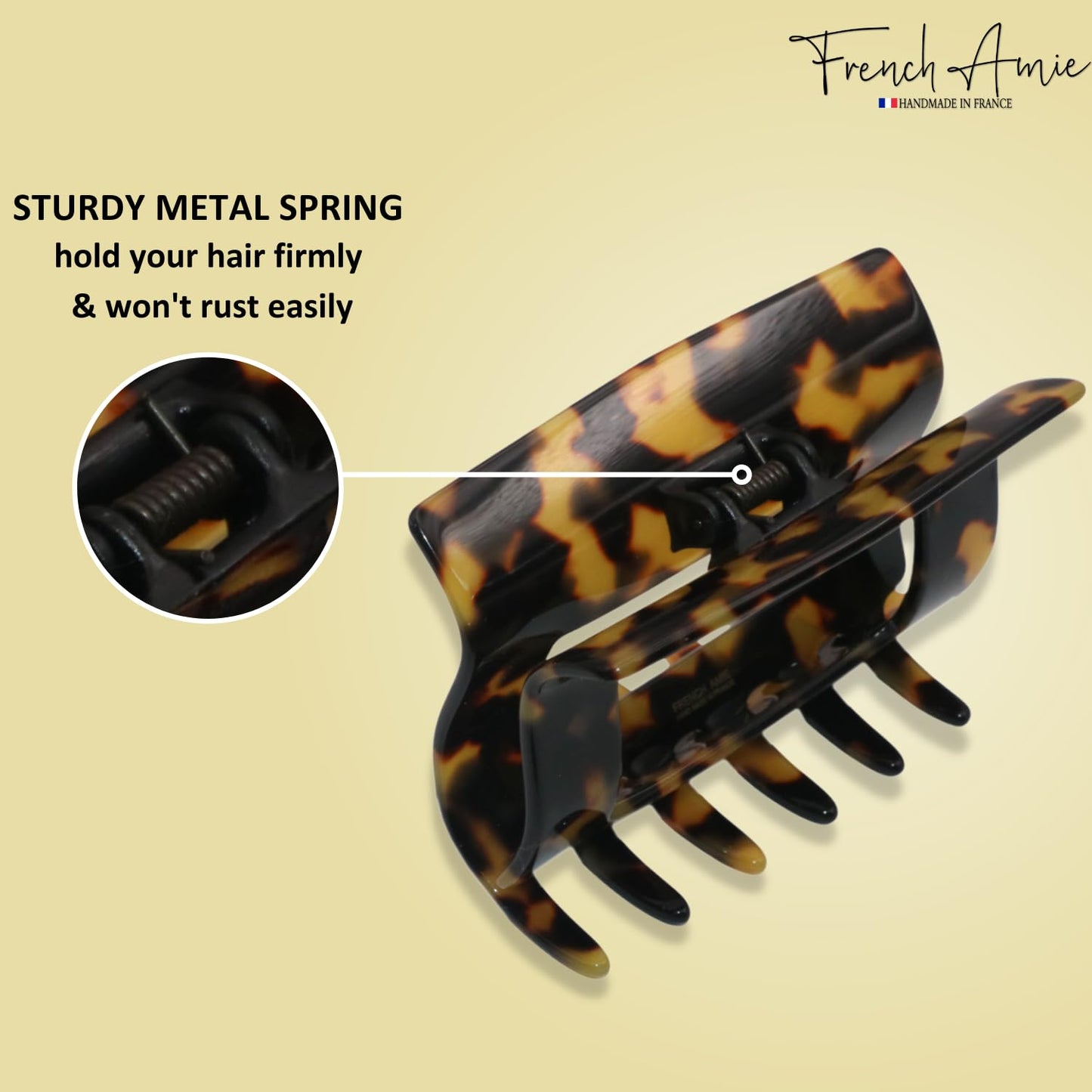 French Amie Geo Large Tokyo 3" Handmade Leopard Celluloid Strong Hold Jaw Hair Claw Clip Clamp Clutcher for Women and Girls, Made in France (Tokyo)