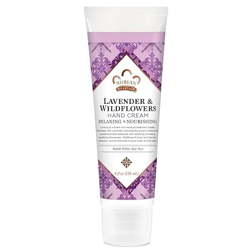 Nubian Heritage Hand Cream, Lavender & Wildflowers with Vitamin E - Light and Luxurious Shea, Mango & Cocoa Butter Lotion with Soothing Aloe Vera