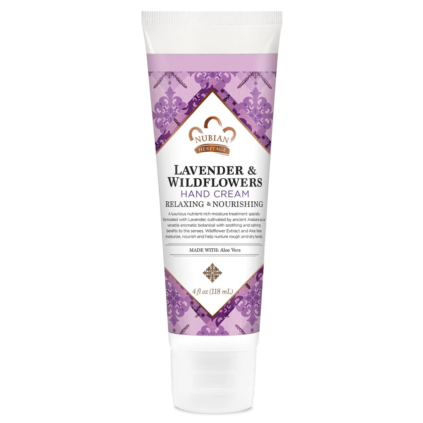 Nubian Heritage Hand Cream, Lavender & Wildflowers with Vitamin E - Light and Luxurious Shea, Mango & Cocoa Butter Lotion with Soothing Aloe Vera