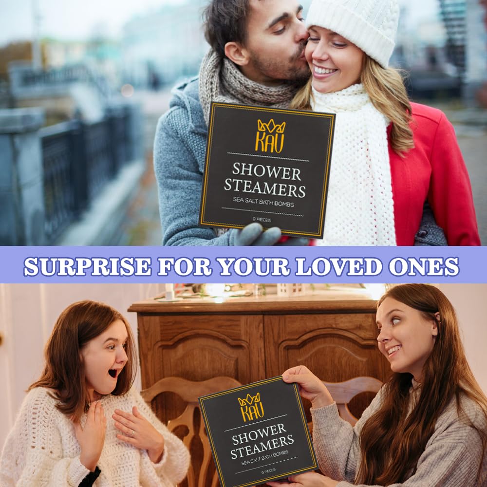 KAV Aromatherapy Shower Steamers for Women and Men - 9 pc Shower Bombs Set - Stocking Stuffers Gift Set - Relaxation Stress Relief for Women Mom…