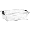 Superio Clear Plastic Storage Bins with Lid, 4.5 Quart Box, Organizing Containers, Stackable Plastic Tote for Home, Garage, Dorm, School, and Office