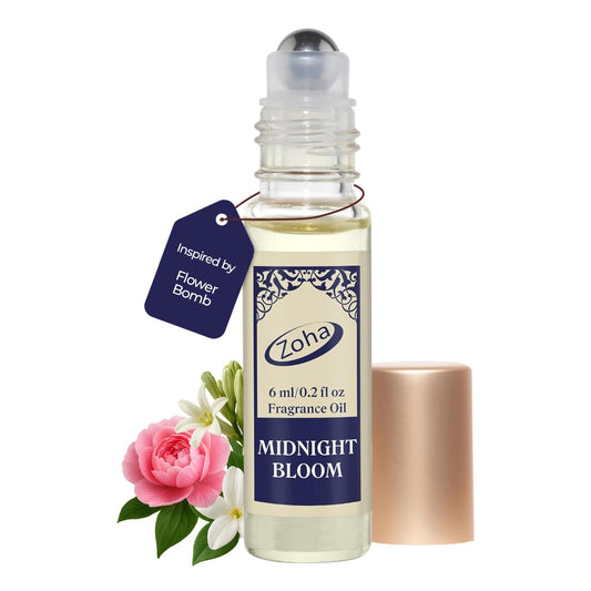 Zoha Midnight Bloom Perfume for Women and Men | Impression of Viktor-Rolf Flower-Bomb | Alcohol-free Fragrance | 6ml Roller Beauty & Personal Care Zoha