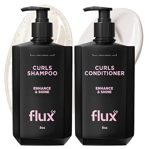 FLUX UP Curly Hair Shampoo & Conditioner Set - Hydrating Curl Shampoo & Conditioner for Curly & Wavy Hair for Women & Men - Sulfate-Free Frizz Control