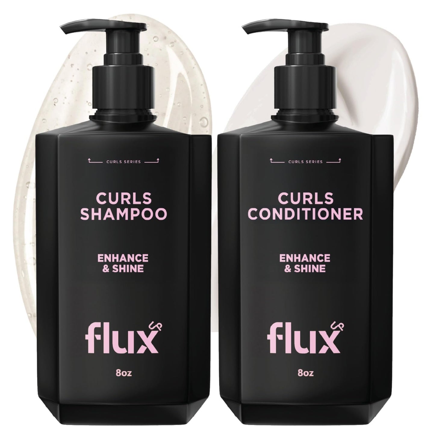 FLUX UP Curly Hair Shampoo & Conditioner Set - Hydrating Curl Shampoo & Conditioner for Curly & Wavy Hair for Women & Men - Sulfate-Free Frizz Control