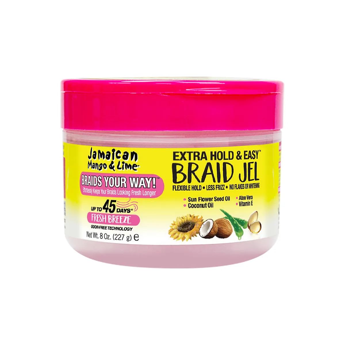 Jamaican Mango & Lime Braids Your Way Extra Hold & Easy Braid Jel - Non-Flaking Gel for Braids, Twists & Locs - Smooths Edges, Controls Frizz, Adds