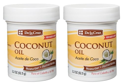 De La Cruz Coconut Oil - Expeller Pressed Coconut Oil for Skin and Hair - Natural Moisturizer for Skin and Hair - 2.2oz (2 Jars)