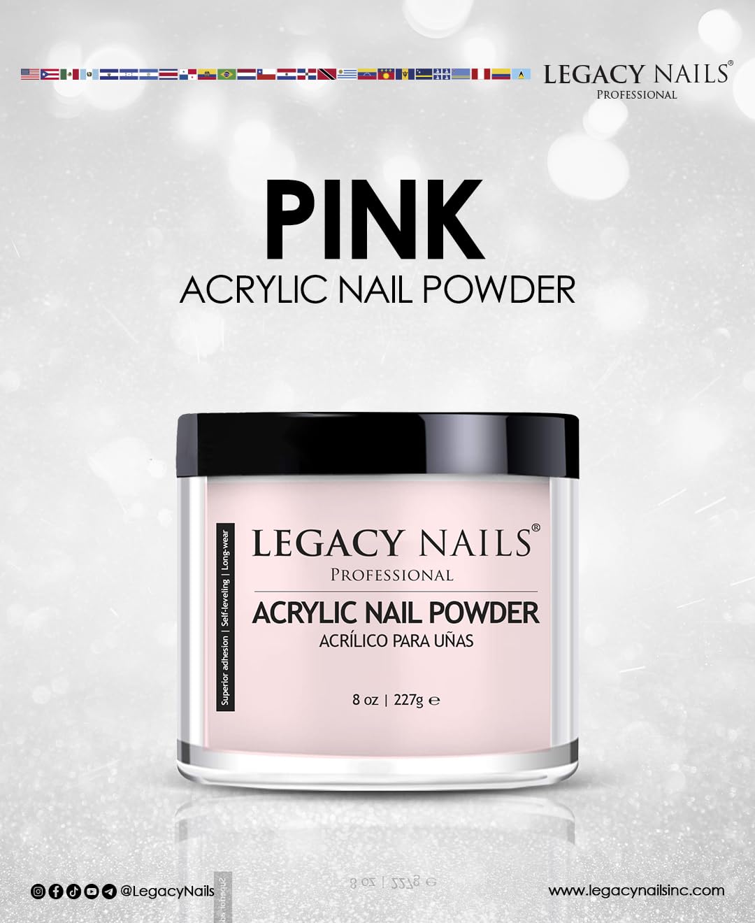 Legacy Nails Professional Pink Acrylic Powder, Net Wt. 8 oz. - French Manicures, Blending Cover Acrylics Nail Extension Colors, Natural Pink Finish Beauty & Personal Care LEGACY NAILS